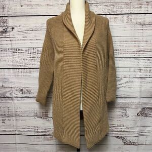 BABATON ARITZIA 100% MERINO WOOL SWEATER OPEN CARDIGAN WOMENS XS TAN CAMEL